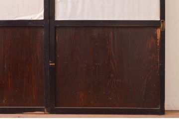 アンティーク建具　和の情緒を演出する障子帯戸2枚セット(引き戸、板戸、障子戸)(R-071010)