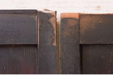 アンティーク建具　和の情緒を演出する障子帯戸2枚セット(引き戸、板戸、障子戸)(R-071010)