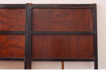 アンティーク建具　高級品!!　鏡板　欅(ケヤキ)材　ダイヤガラス入り　玉杢が素敵な漆塗りのガラス帯戸3枚セット(引き戸、板戸、ガラス戸)(R-071011)
