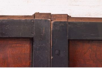 アンティーク建具　高級品!!　鏡板　欅(ケヤキ)材　ダイヤガラス入り　玉杢が素敵な漆塗りのガラス帯戸3枚セット(引き戸、板戸、ガラス戸)(R-071011)