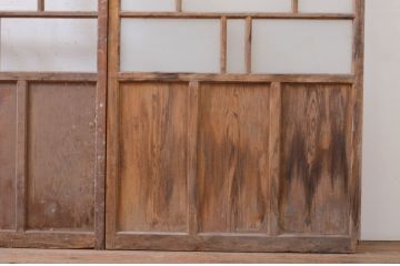 アンティーク建具　大正ロマン　ノスタルジックな雰囲気を醸し出すガラス戸2枚セット(引き戸)(R-071013)