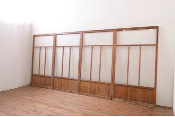 アンティーク建具　ノスタルジックな雰囲気を醸し出すガラス戸4枚セット(引き戸)(R-071016)