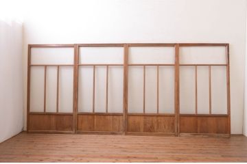 アンティーク建具　ノスタルジックな雰囲気を醸し出すガラス戸4枚セット(引き戸)(R-071016)