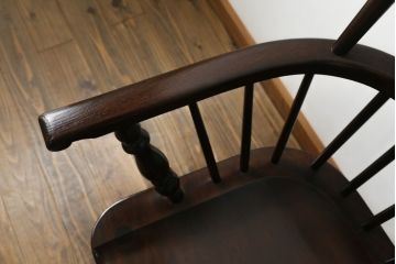 中古　美品　松本民芸家具　♯513型長ウインザーチェア　クラシカルな佇まいのウィンザーベンチ(長椅子、3人掛けベンチ、ウィンザーチェア)(定価約39万円)(R-071036)