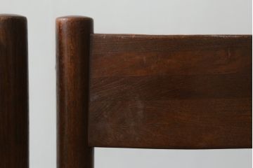 デンマークビンテージ　チーク材　本革調(合成皮革)　あたたかみのある雰囲気が魅力のダイニングチェア4脚セット(椅子、イス、ヴィンテージ、北欧)(R-071043)です