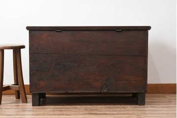 イギリスアンティーク　希少　1780年代　歴史的価値のあるオーク材コファ(ブランケットボックス、コファー、ベンチチェスト、収納箱、英国)(R-071053)