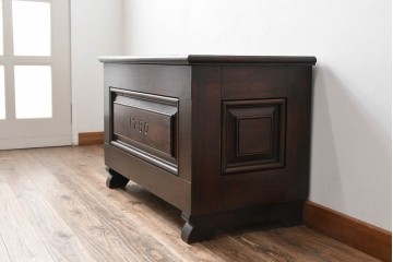 イギリスアンティーク　希少　1780年代　歴史的価値のあるオーク材コファ(ブランケットボックス、コファー、ベンチチェスト、収納箱、英国)(R-071053)