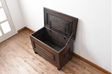 イギリスアンティーク　希少　1780年代　歴史的価値のあるオーク材コファ(ブランケットボックス、コファー、ベンチチェスト、収納箱、英国)(R-071053)