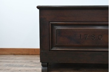 イギリスアンティーク　希少　1780年代　歴史的価値のあるオーク材コファ(ブランケットボックス、コファー、ベンチチェスト、収納箱、英国)(R-071053)