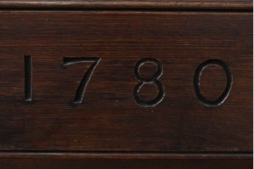 イギリスアンティーク　希少　1780年代　歴史的価値のあるオーク材コファ(ブランケットボックス、コファー、ベンチチェスト、収納箱、英国)(R-071053)