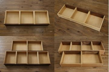 中古　美品　軽井沢彫り　隅々まで施された桜の彫りが美しい二段重ね食器棚(カップボード、キャビネット、飾り棚、収納棚、戸棚、引き出し)(R-071054)