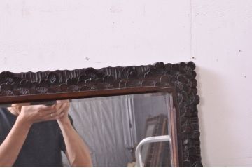 中古　軽井沢彫り　咲き誇る桜の彫刻が美しいドレッシングチェスト(ドレッサー、鏡台、引き出し、化粧台、サイドチェスト)(R-071057)