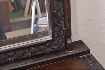 中古　軽井沢彫り　咲き誇る桜の彫刻が美しいドレッシングチェスト(ドレッサー、鏡台、引き出し、化粧台、サイドチェスト)(R-071057)