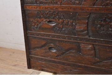 中古　軽井沢彫り　咲き誇る桜の彫刻が美しいドレッシングチェスト(ドレッサー、鏡台、引き出し、化粧台、サイドチェスト)(R-071057)
