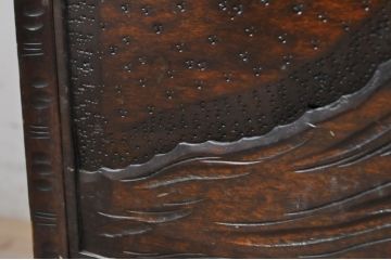 中古　軽井沢彫り　咲き誇る桜の彫刻が美しいドレッシングチェスト(ドレッサー、鏡台、引き出し、化粧台、サイドチェスト)(R-071057)