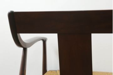 中古　美品　松本民芸家具　#77型 ラッシ座(ガマ座)の二人掛け曲肘イス(アームベンチ、ソファ、椅子)(定価約36万円)(R-071058)