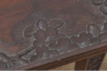 中古　美品　軽井沢彫り　華やかな桜の彫刻が美しいローテーブル(コーヒーテーブル、カフェテーブル、サイドテーブル、座卓)(R-071061)