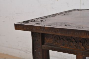 中古　美品　軽井沢彫り　華やかな桜の彫刻が美しいローテーブル(コーヒーテーブル、カフェテーブル、サイドテーブル、座卓)(R-071061)
