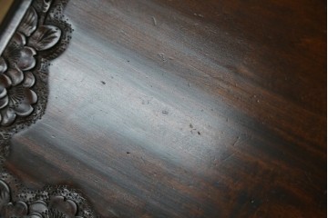 中古　軽井沢彫り　桜の総彫り仕上げが見事な板座チェア2脚セット　(R-071062)