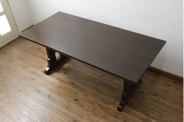 和製ビンテージ　松本民芸家具　気品と落ち着きのある佇まいが魅力のC型ダイニングテーブル(食卓、4人掛け、6人掛け、ヴィンテージ)(定価約40万円)(R-071063)