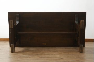 和製ビンテージ　松本民芸家具　気品と落ち着きのある佇まいが魅力のC型ダイニングテーブル(食卓、4人掛け、6人掛け、ヴィンテージ)(定価約40万円)(R-071063)