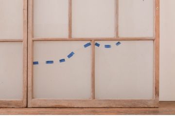 アンティーク建具　大正ロマン　どこか懐かしい雰囲気漂うガラス窓4枚セット(引き戸、ガラス戸)(R-071104)