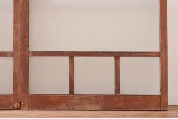 アンティーク建具　レトロな空間作りにおすすめなガラス窓2枚セット(引き戸、ガラス戸)(R-071106)