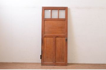 アンティーク建具　大正ロマン 古い洋館の鏡板欅(ケヤキ)材製ドア1枚 (扉、木製扉、玄関ドア)(R-071108)