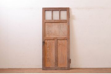 アンティーク建具　大正ロマン 古い洋館の鏡板欅(ケヤキ)材製ドア1枚 (扉、木製扉、玄関ドア)(R-071108)