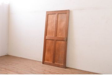 アンティーク建具　ラワン材　レトロな佇まいが魅力的なドア1枚(木製扉、板戸扉)(R-071109)