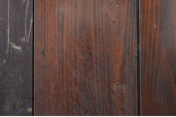 アンティーク建具　ヒノキ材　味わい深い風合いの立派な吊り戸2枚セット(板戸、玄関戸、引き戸、木製扉、蔵戸)(R-071110)