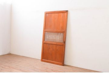 アンティーク建具　落ち着いた和の空間を演出する組子入りガラス帯戸1枚(引き戸、板戸)(R-071114)
