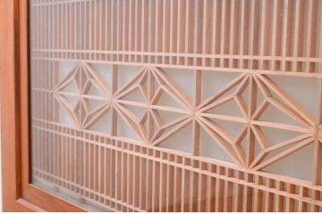 アンティーク建具　落ち着いた和の空間を演出する組子入りガラス帯戸1枚(引き戸、板戸)(R-071114)