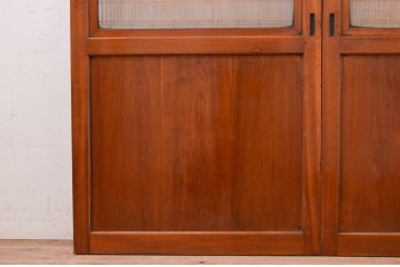 アンティーク建具　落ち着いた和の空間を演出する組子入りガラス帯戸2枚セット(引き戸、板戸)(R-071115)