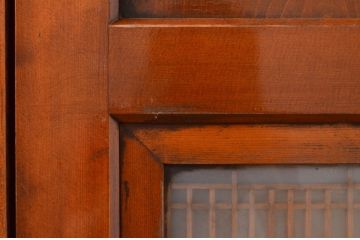 アンティーク建具　落ち着いた和の空間を演出する組子入りガラス帯戸2枚セット(引き戸、板戸)(R-071115)