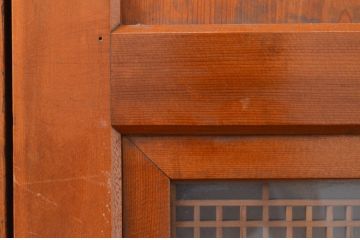 アンティーク建具　落ち着いた和の空間を演出する組子入りガラス帯戸2枚セット(引き戸、板戸)(R-071116)