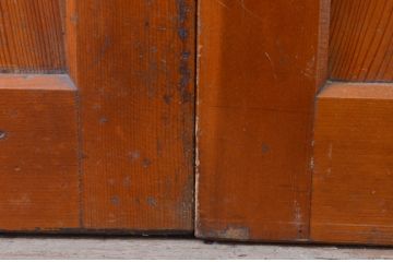 アンティーク建具　落ち着いた和の空間を演出する組子入りガラス帯戸2枚セット(引き戸、板戸)(R-071116)