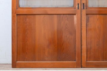アンティーク建具　落ち着いた和の空間を演出する組子入りガラス帯戸2枚セット(引き戸、板戸)(R-071116)