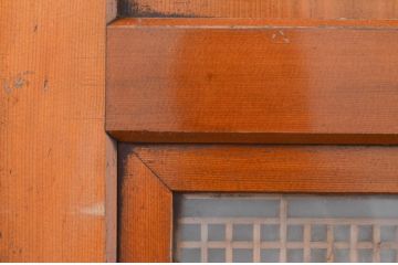 アンティーク建具　落ち着いた和の空間を演出する組子入りガラス帯戸2枚セット(引き戸、板戸)(R-071116)