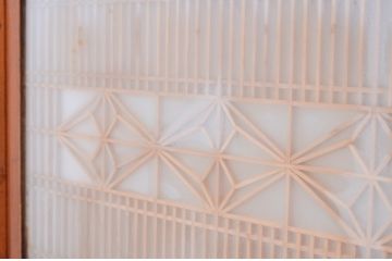 アンティーク建具　落ち着いた和の空間を演出する組子入りガラス帯戸2枚セット(引き戸、板戸)(R-071116)