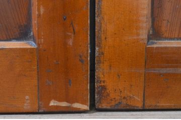 アンティーク建具　落ち着いた和の空間を演出する組子入りガラス帯戸2枚セット(引き戸、板戸)(R-071116)