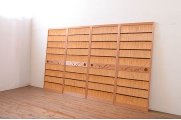 中古　美品　透かし彫りが入った夏の風情漂う夏戸4枚セット(建具、簾戸、御簾戸、簀戸、葭戸、夏障子、引き戸、すど)(R-071117)