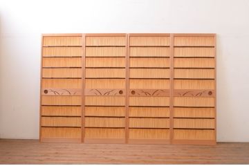 中古　美品　透かし彫りが入った夏の風情漂う夏戸4枚セット(建具、簾戸、御簾戸、簀戸、葭戸、夏障子、引き戸、すど)(R-071117)