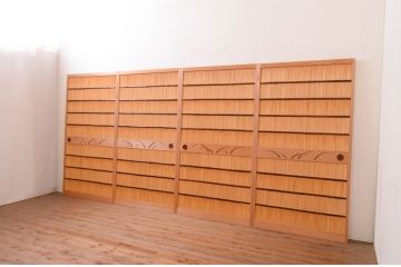中古　美品　幅広　透かし彫りが入った夏の風情漂う夏戸4枚セット(建具、簾戸、御簾戸、簀戸、葭戸、夏障子、引き戸、すど)(R-071118)