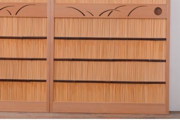 中古　美品　幅広　透かし彫りが入った夏の風情漂う夏戸4枚セット(建具、簾戸、御簾戸、簀戸、葭戸、夏障子、引き戸、すど)(R-071118)