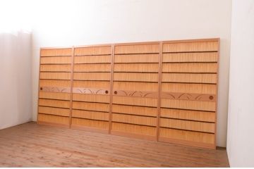 中古　美品　幅広　透かし彫りが入った夏の風情漂う夏戸4枚セット(建具、簾戸、御簾戸、簀戸、葭戸、夏障子、引き戸、すど)(R-071119)
