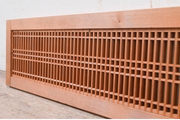 ビンテージ建具　片面ガラス　和の雰囲気溢れる格子欄間1枚(明り取り、明かり取り、ヴィンテージ)(R-071121)