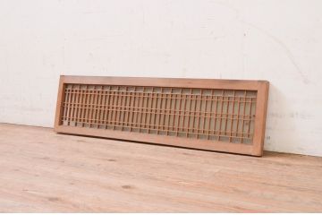 アンティーク建具　和の雰囲気溢れる格子入りガラス欄間1枚(明り取り、明かり取り)(R-071122)