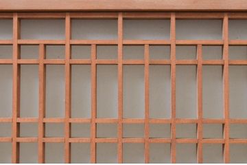 アンティーク建具　和の雰囲気溢れる格子入りガラス欄間1枚(明り取り、明かり取り)(R-071122)