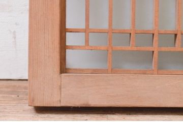 アンティーク建具　和の雰囲気溢れる格子入りガラス欄間1枚(明り取り、明かり取り)(R-071122)
